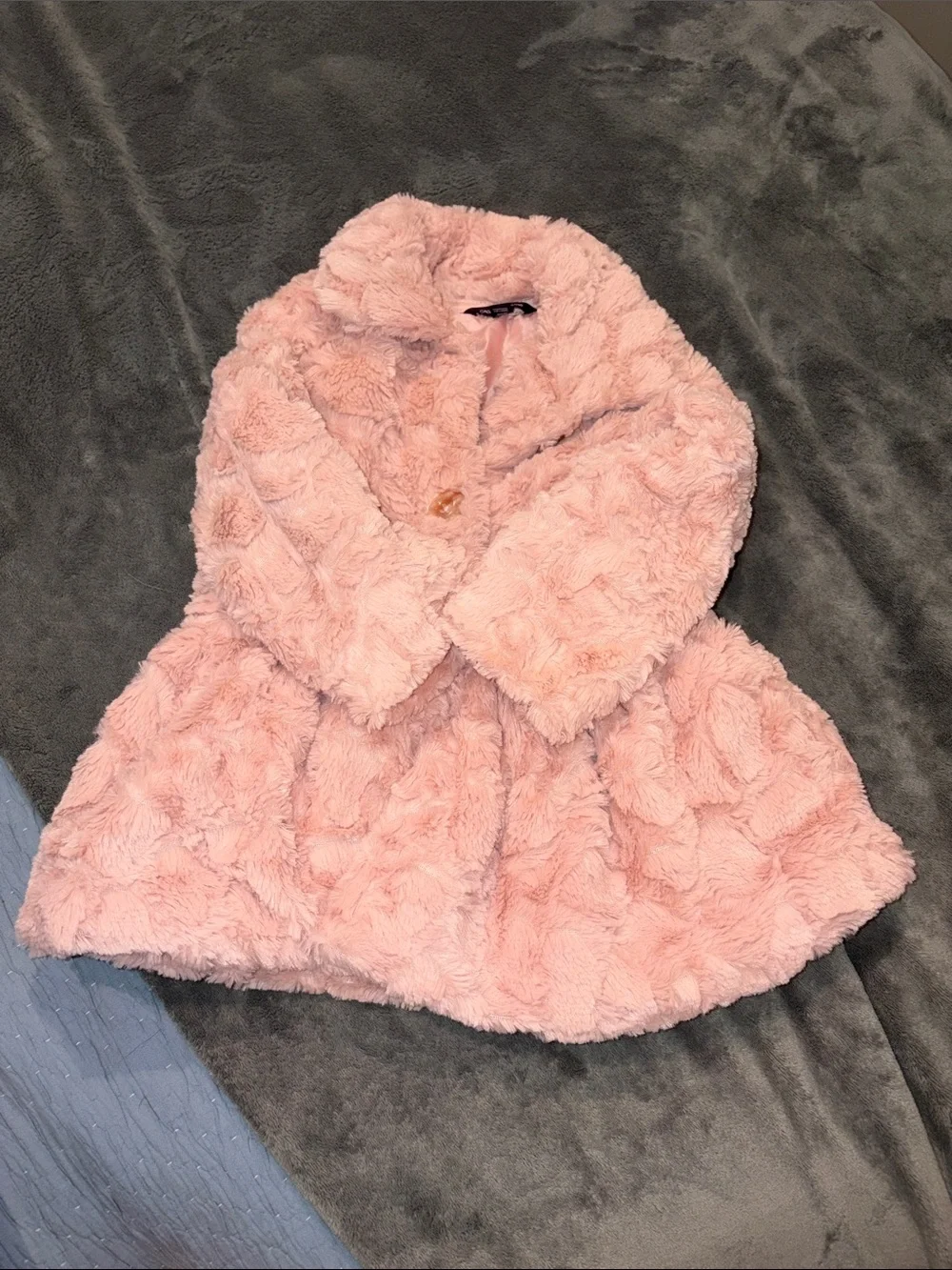 Calvin Klein Girls'  Faux Fur Pink Coat - 4T